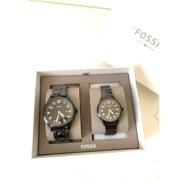 Fossil Couple Watches Black Steel
